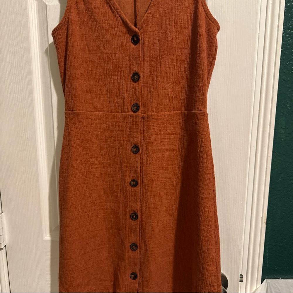 Madewell Rust Button-Front Mini Dress - Picture 5 of 5